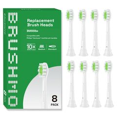 Brushmo frontal del paquete mostrando 8 cabezales y compatibilidad