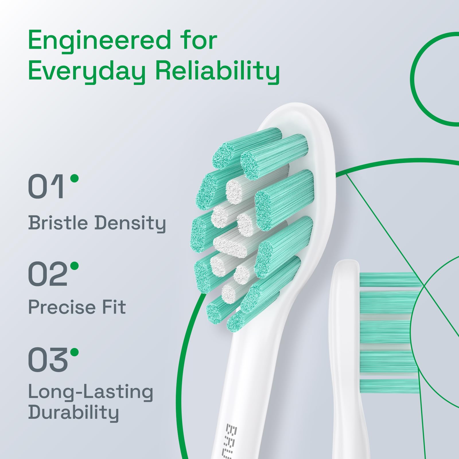 Brushmo cabezal en acción sobre dientes, mejor acceso a la línea gingival