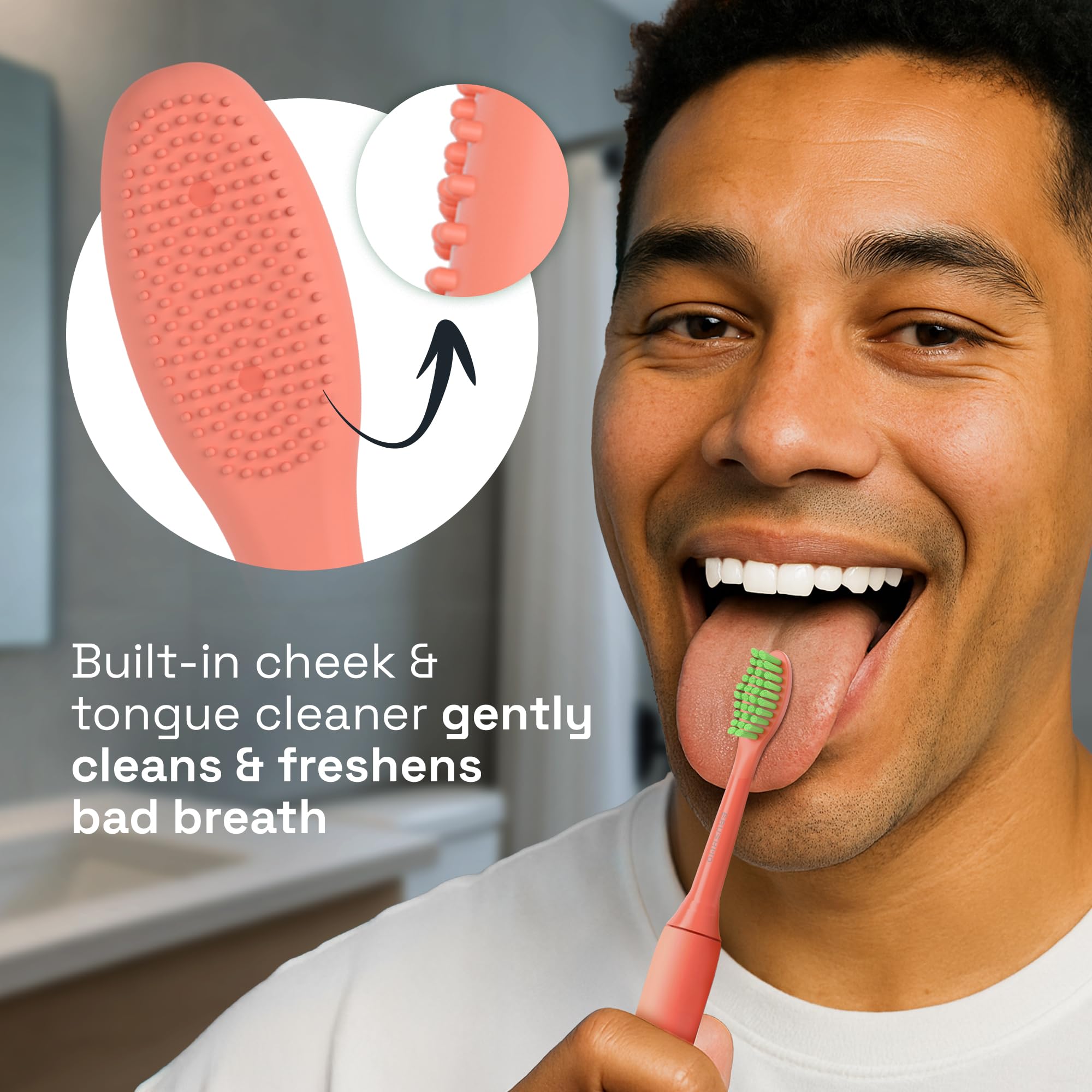 Brushmo cabezal montado en mango Philips One demostrando compatibilidad y confort