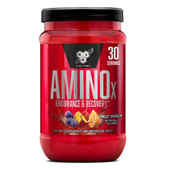 BSN envase AMINOx frente mostrando diseño y beneficio recuperación