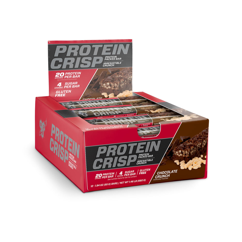 BSN empaque frontal mostrando sabor Chocolate Crunch y ventaja proteica