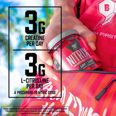 Etiqueta nutricional BSN Nitrix 2.0 en primer plano para ver ingredientes y dosis