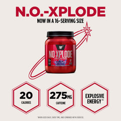 BSN etiqueta nutricional del N.O.-XPLODE con ingredientes clave claros