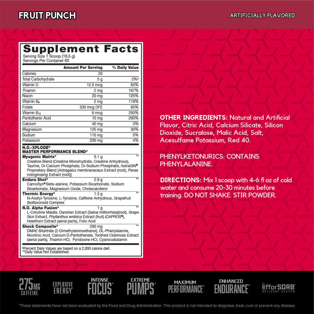 BSN polvo Fruit Punch en primer plano destacando textura y mezcla fácil