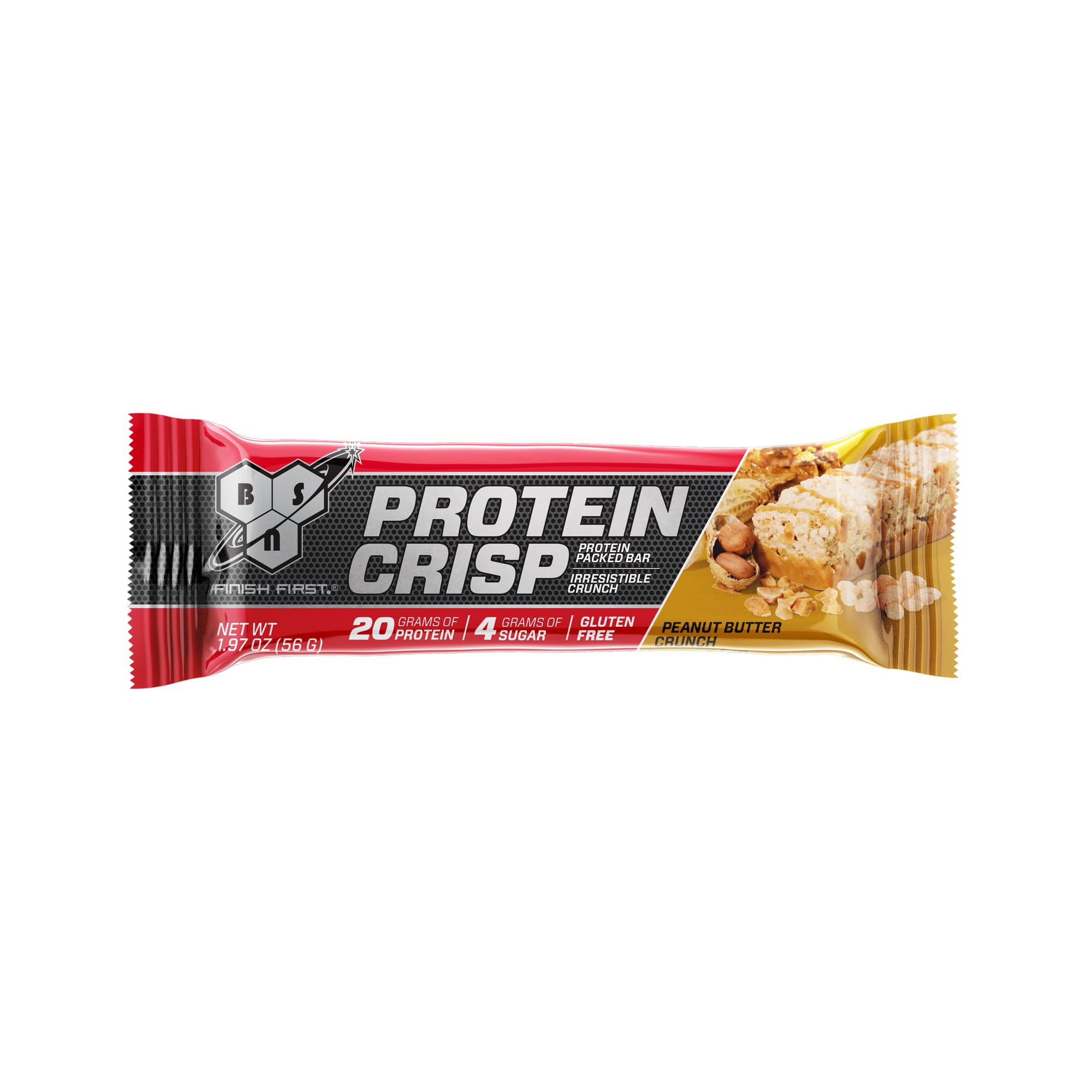 Barra BSN Protein Crisp Bar junto a un batido después de entrenar para recuperación práctica
