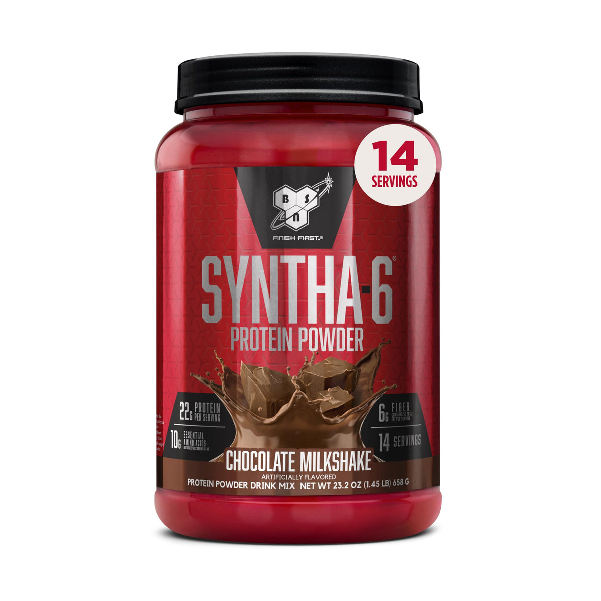 BSN envase frontal Chocolate Milkshake, visibilidad del etiquetado y beneficio de sabor