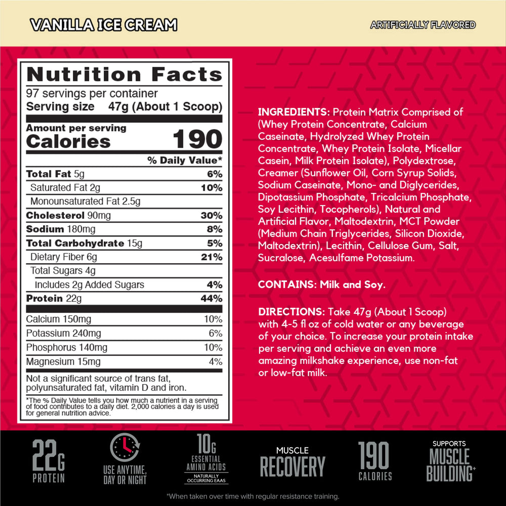 BSN SYNTHA-6 batido vertido en vaso con cremosidad y sabor a vainilla