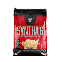 BSN SYNTHA-6 envase junto a mano para comparar el tamaño real del producto