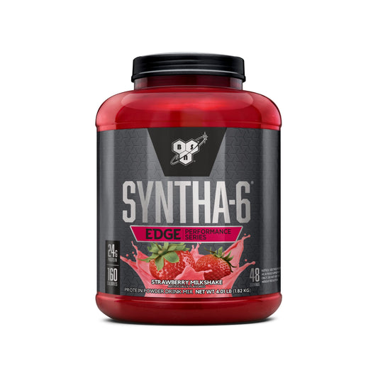 BSN SYNTHA-6 EDGE envase frontal mostrando sabor fresa y bajo en azúcar
