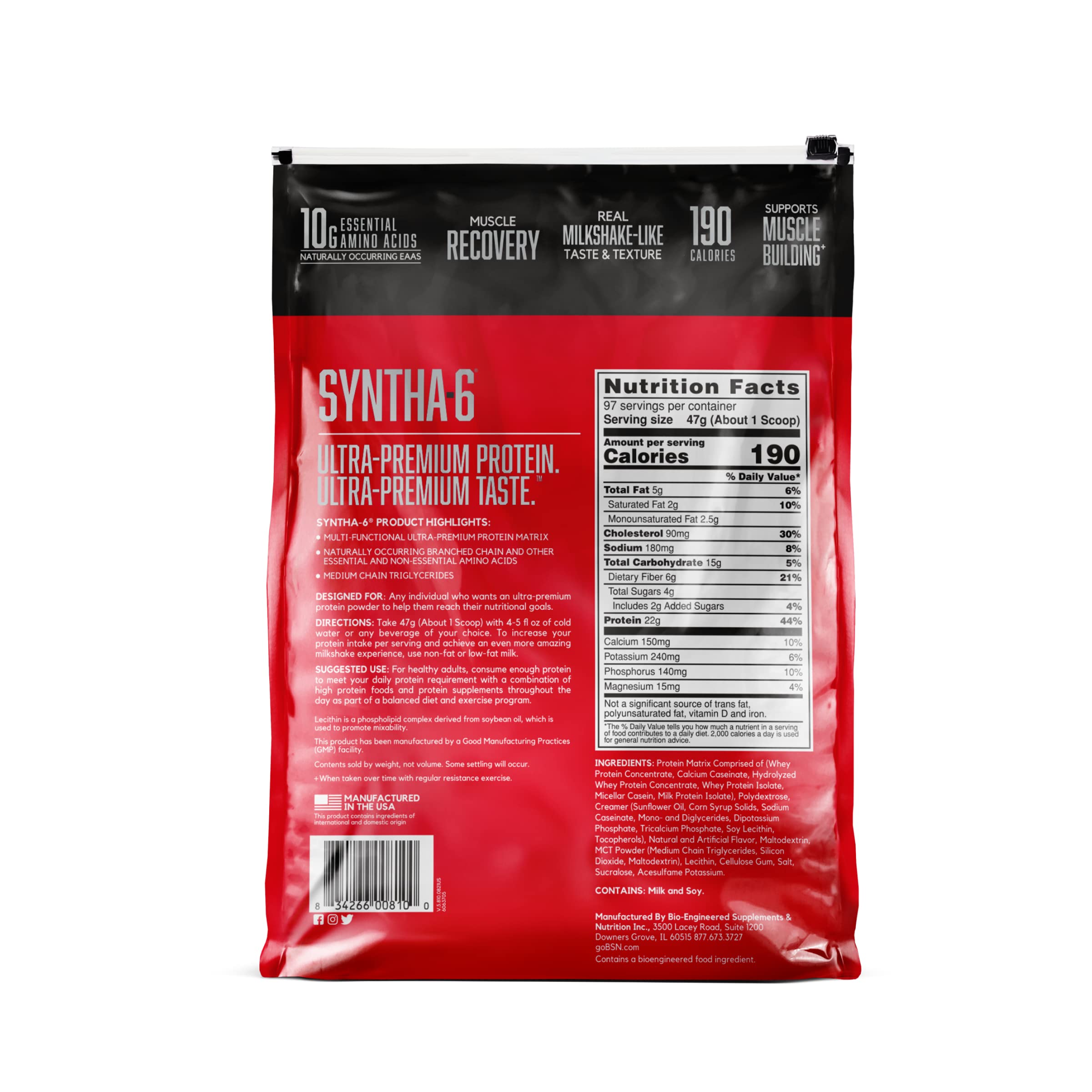 BSN SYNTHA-6 en entorno de gimnasio mostrando uso después del entrenamiento