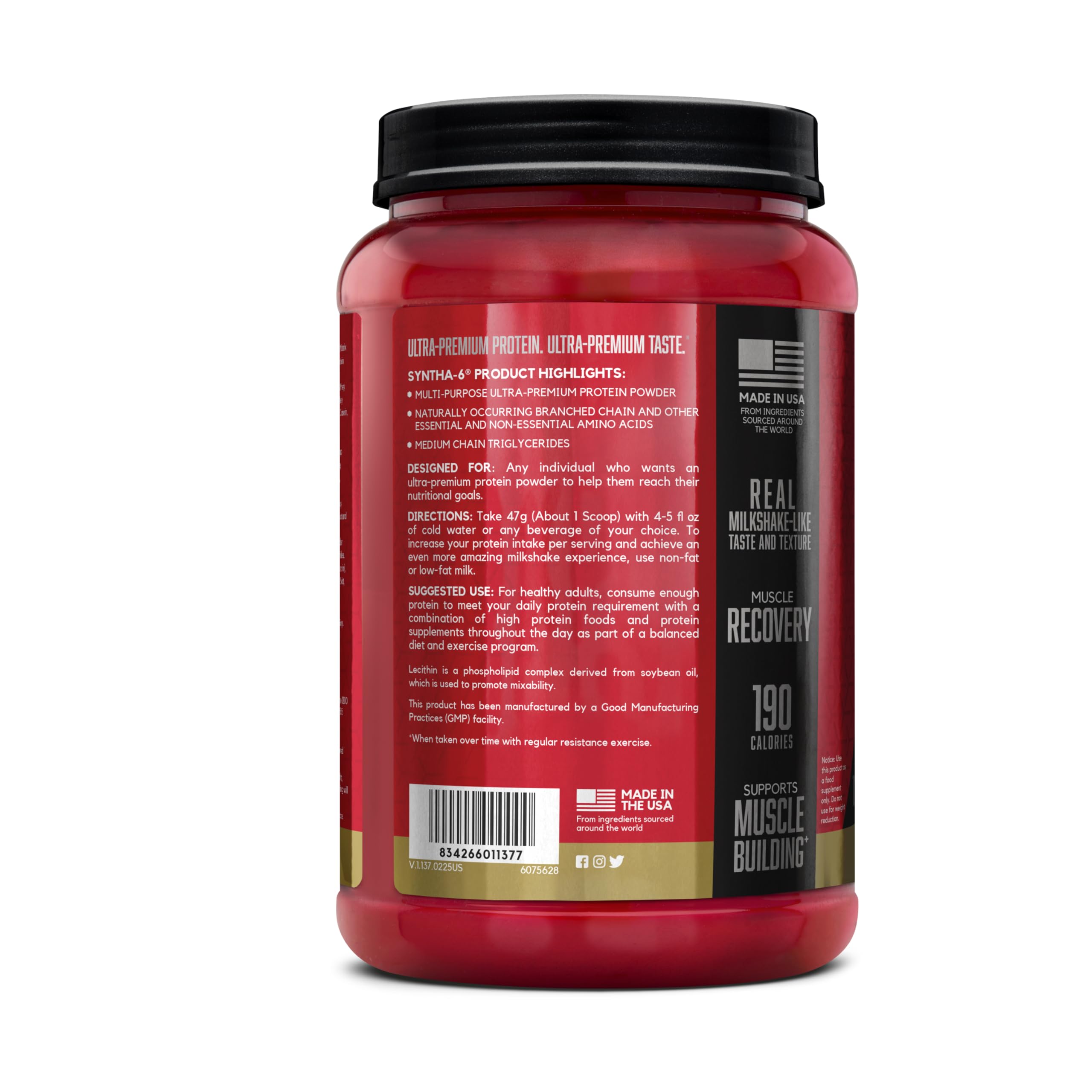 Persona en gimnasio con batido BSN SYNTHA-6 recuperación y practicidad