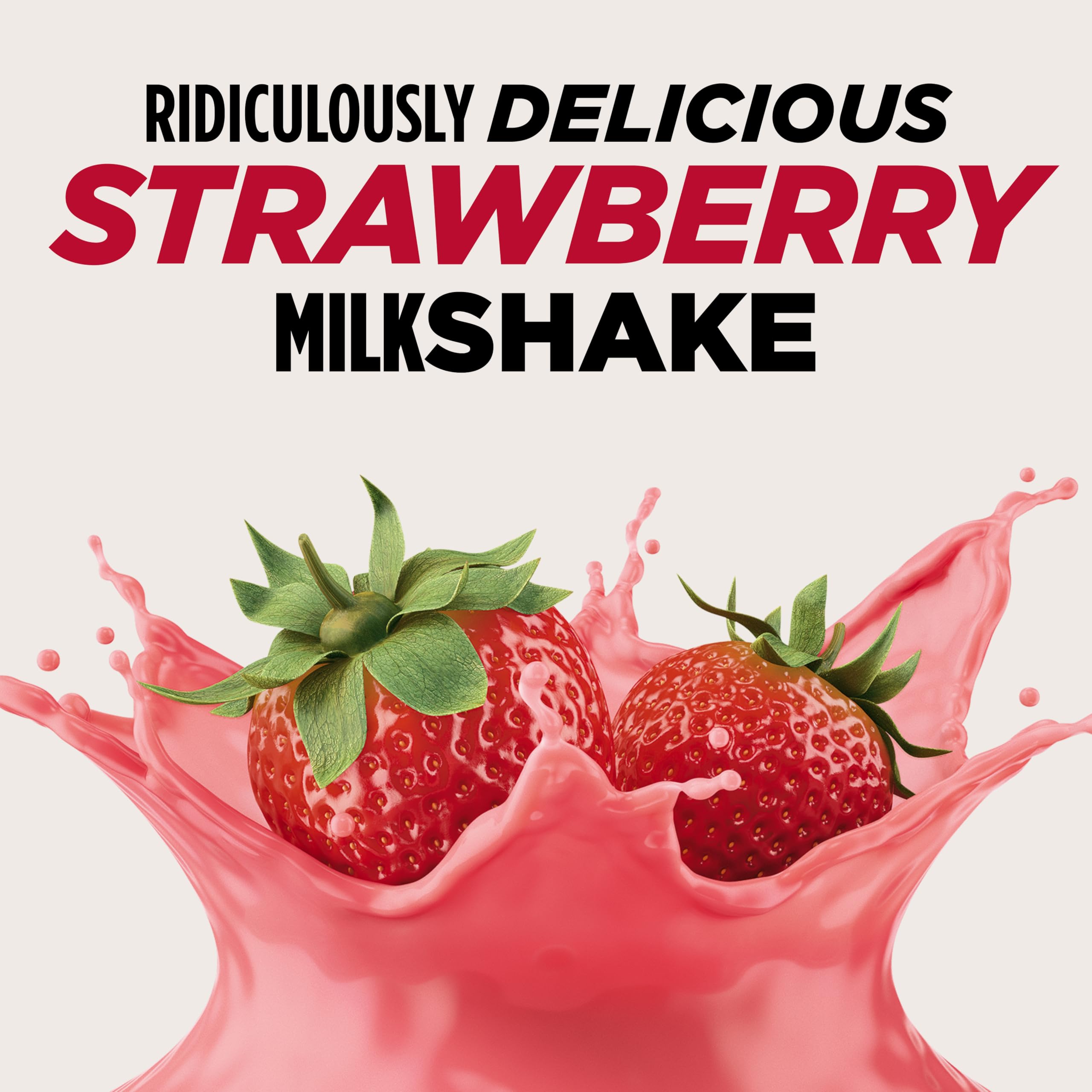 BSN vaso con batido Strawberry Milkshake listo, sabor tipo malteada para disfrutar