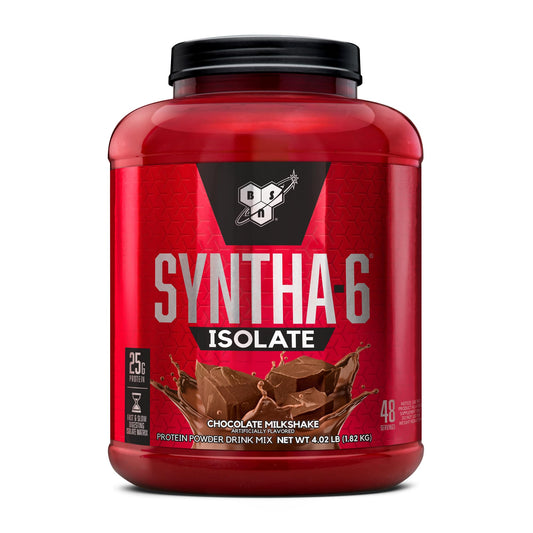 BSN bote frontal que muestra SYNTHA-6 Isolate y su beneficio proteico