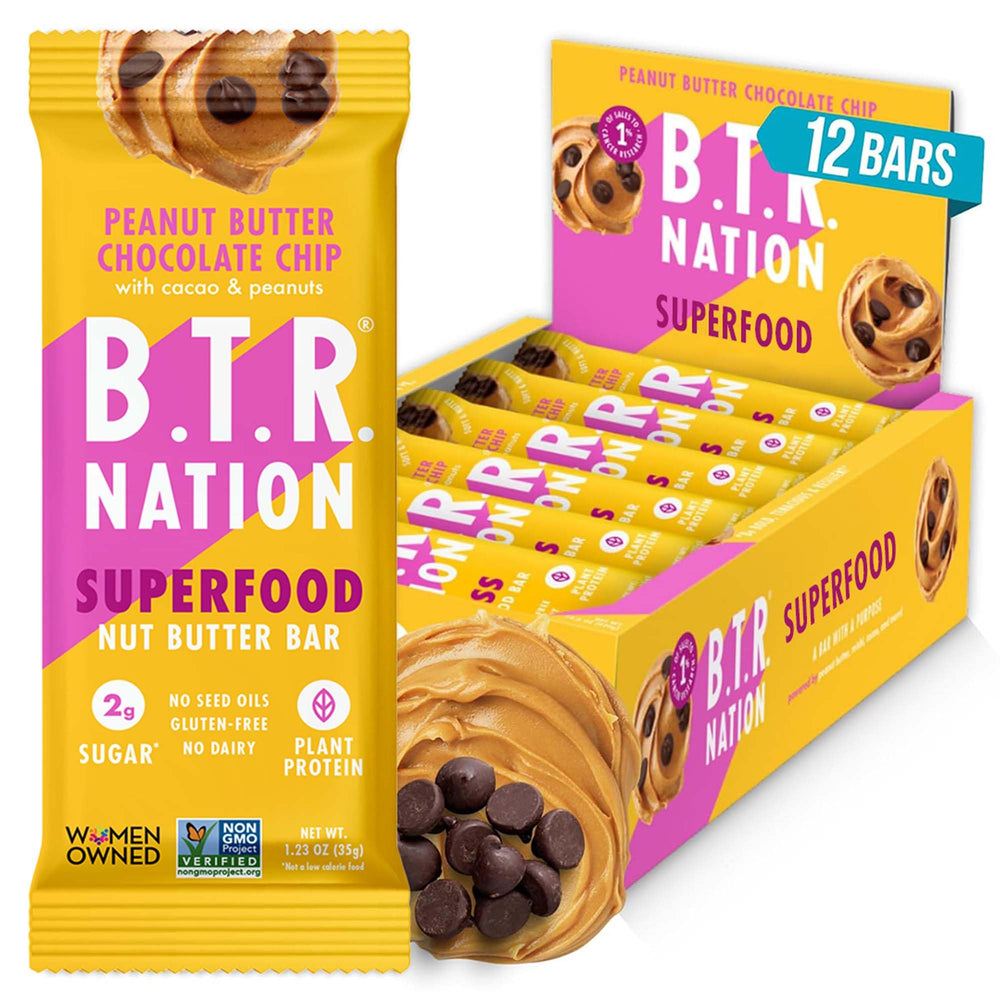 B.T.R. barra frontal empaque mostrando sabor y conveniencia