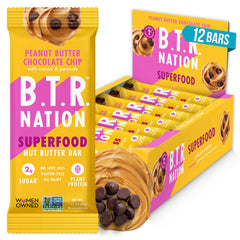 B.T.R. barra frontal empaque mostrando sabor y conveniencia