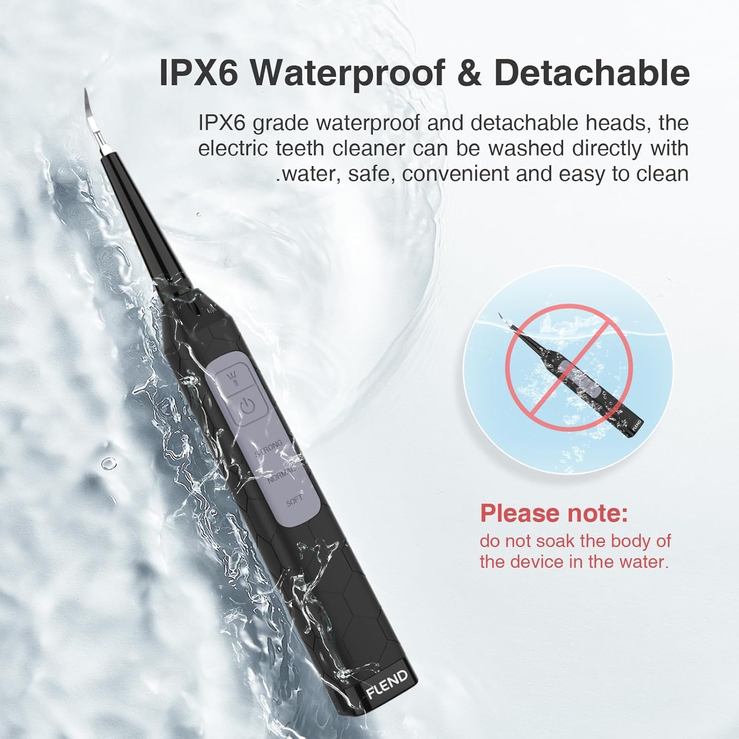 Bubbacare enjuagado bajo agua mostrando resistencia IPX6