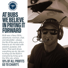 Empaque de BUBS Boost con logotipo y mención de donaciones a la Glen Doherty Memorial Foundation