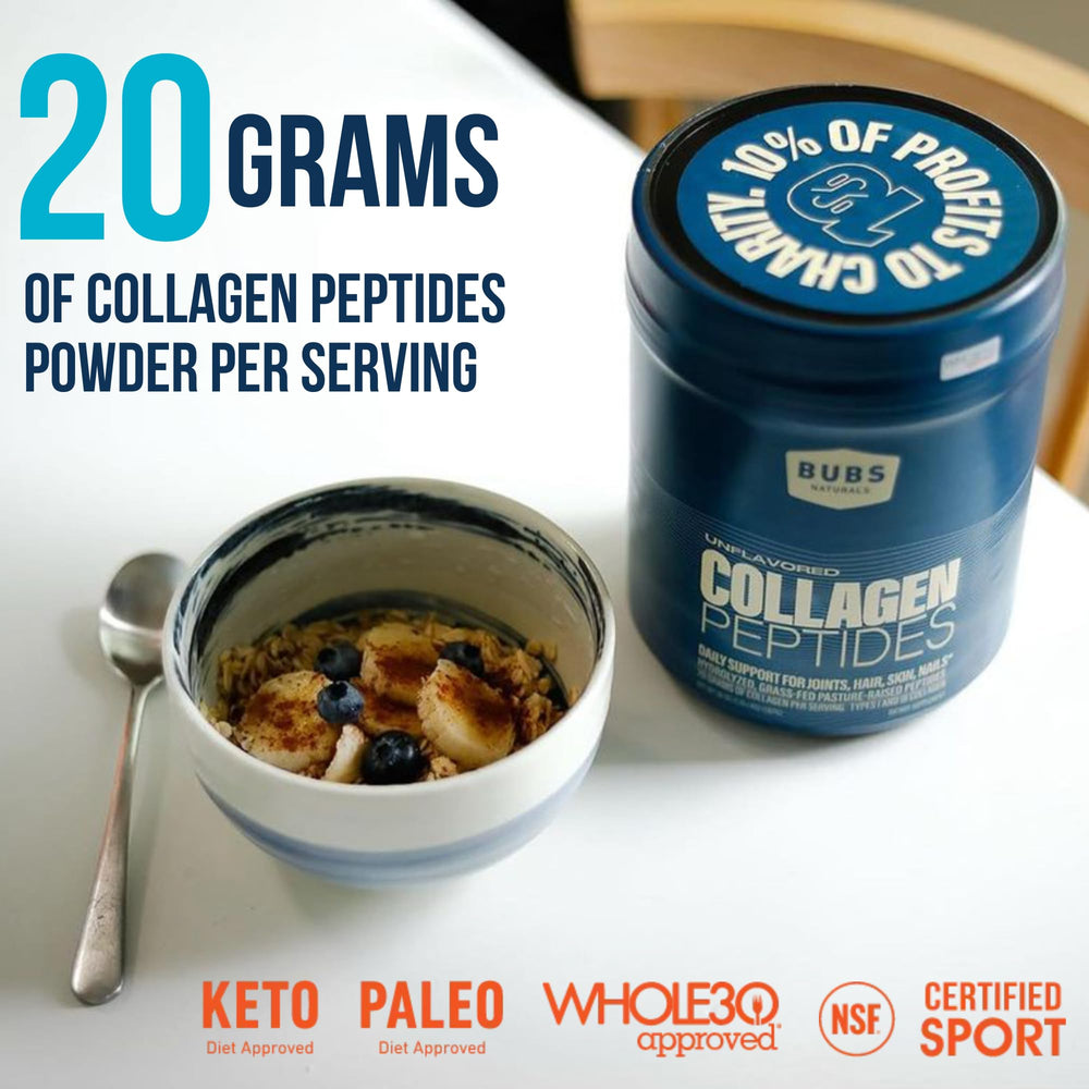 BUBS Naturals polvo disuelto en agua demostrando solubilidad