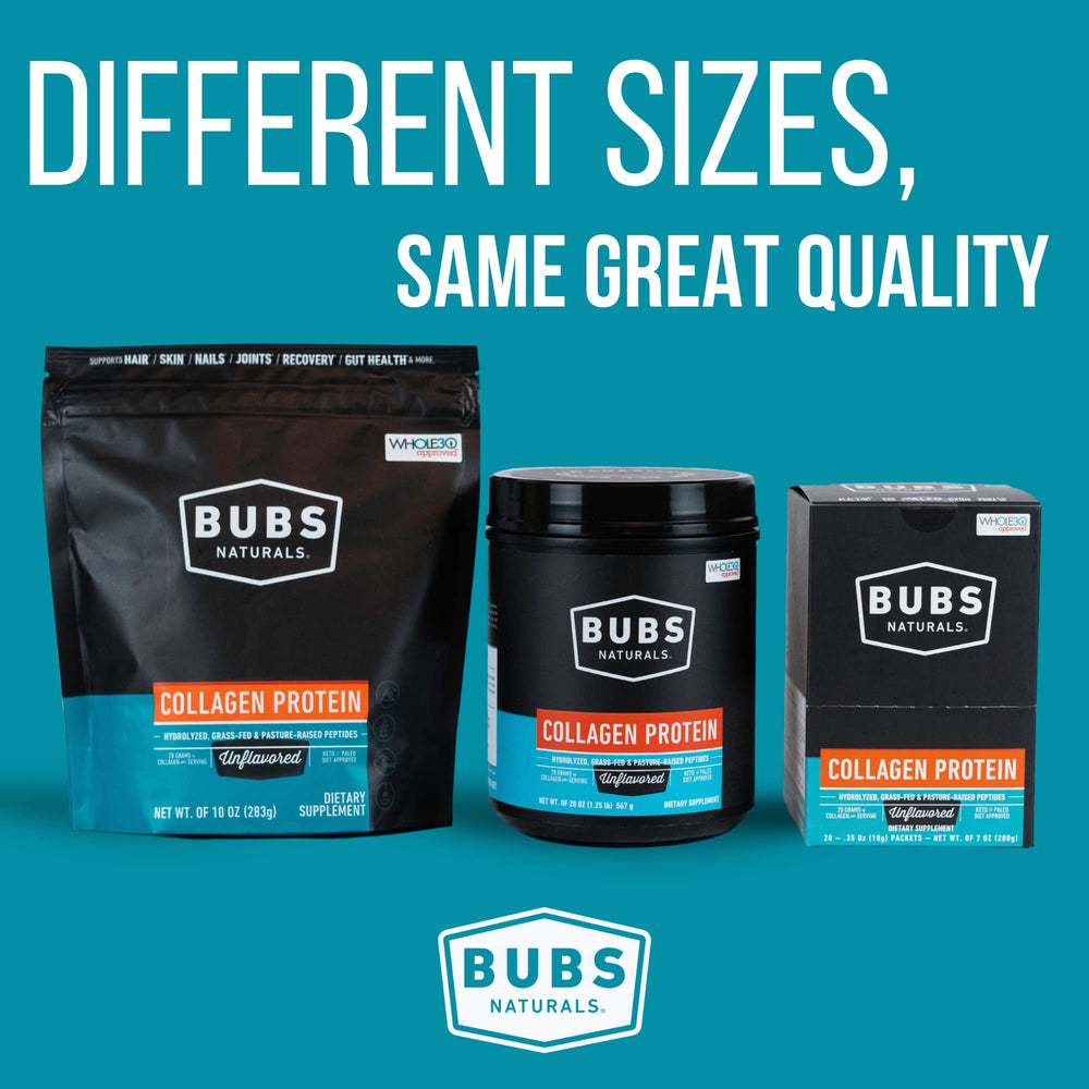BUBS Naturals colágeno mezclado en batido post-entreno mostrando uso