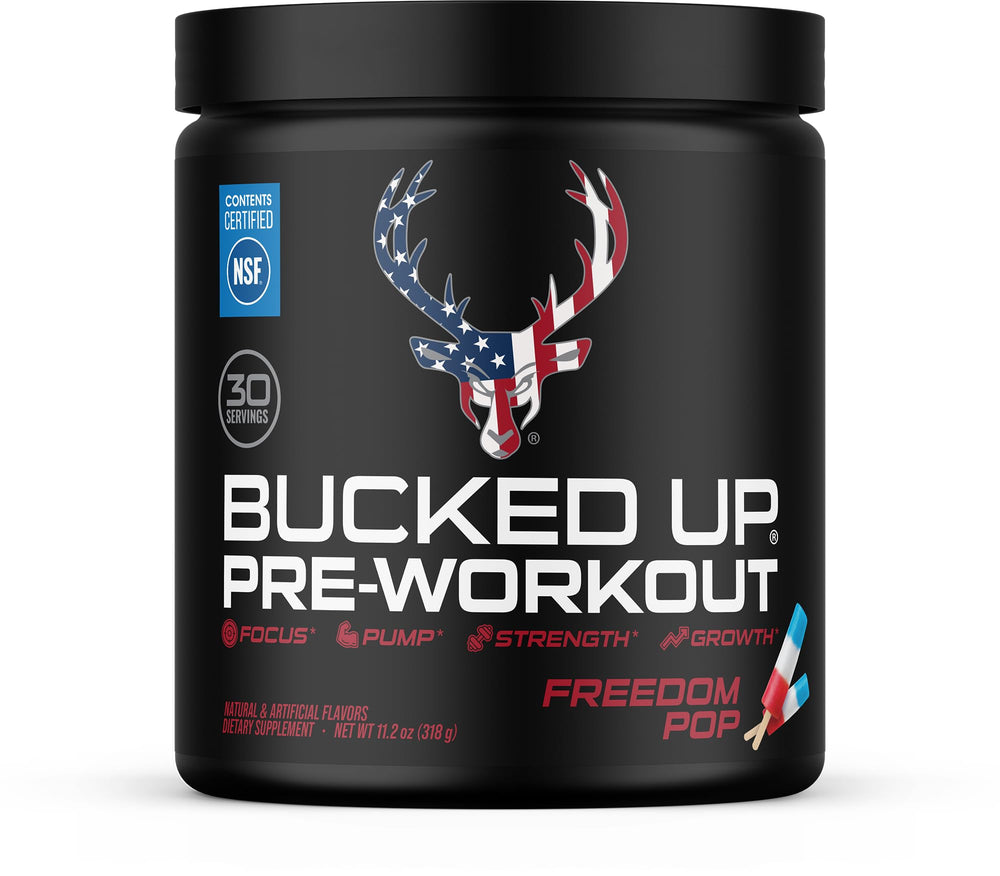 Bucked Up envase frontal mostrando diseño y claridad de ingredientes