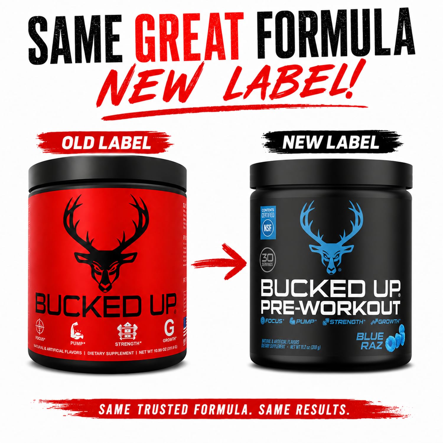 Bucked Up bebida preparada en vaso azul listA para entrenar con energía