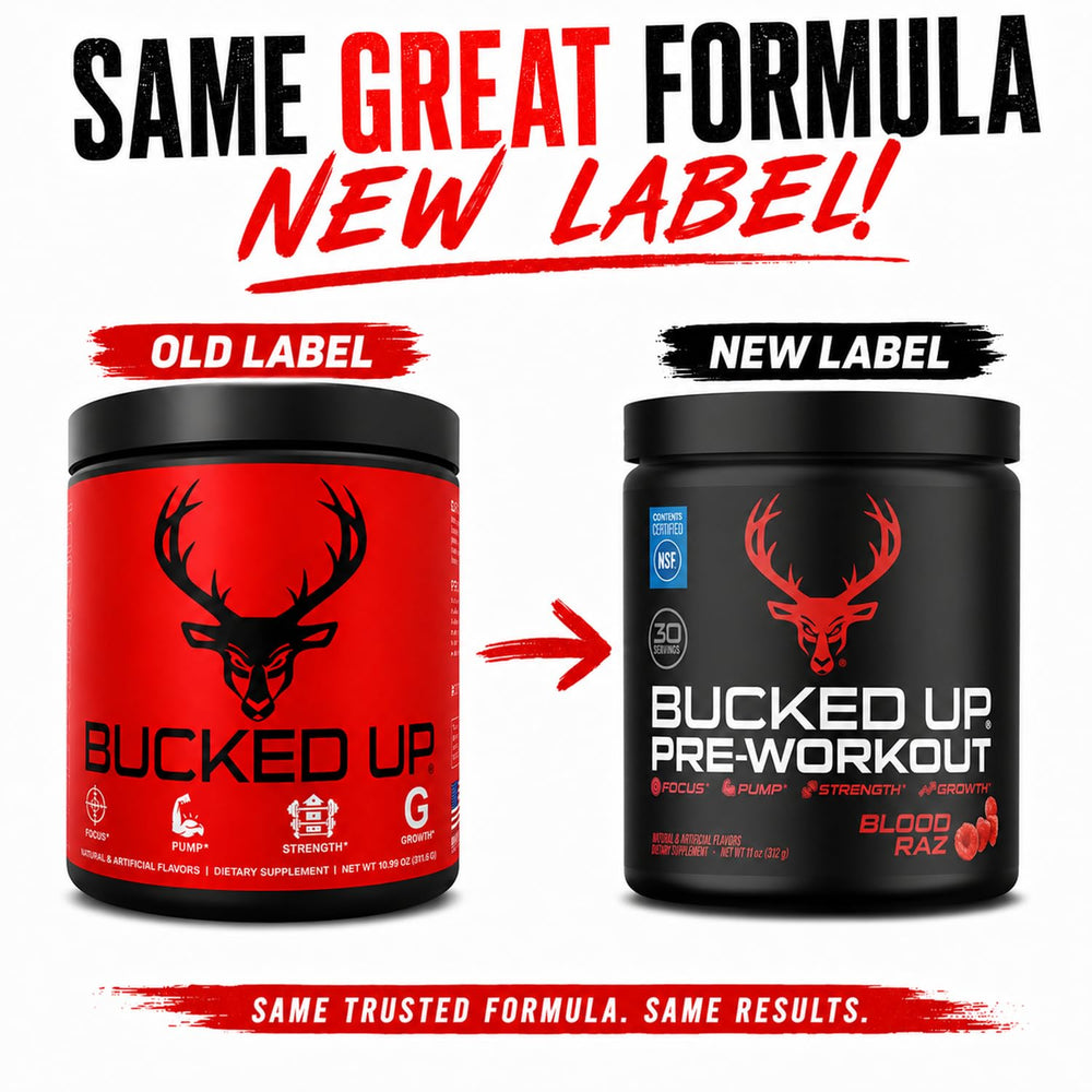 Bucked Up bebida preparada en vaso, sabor Red Raz refrescante antes de entrenar