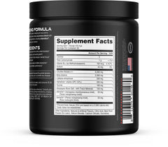 Bucked Up etiqueta nutricional en primer plano mostrando dosis y ingredientes