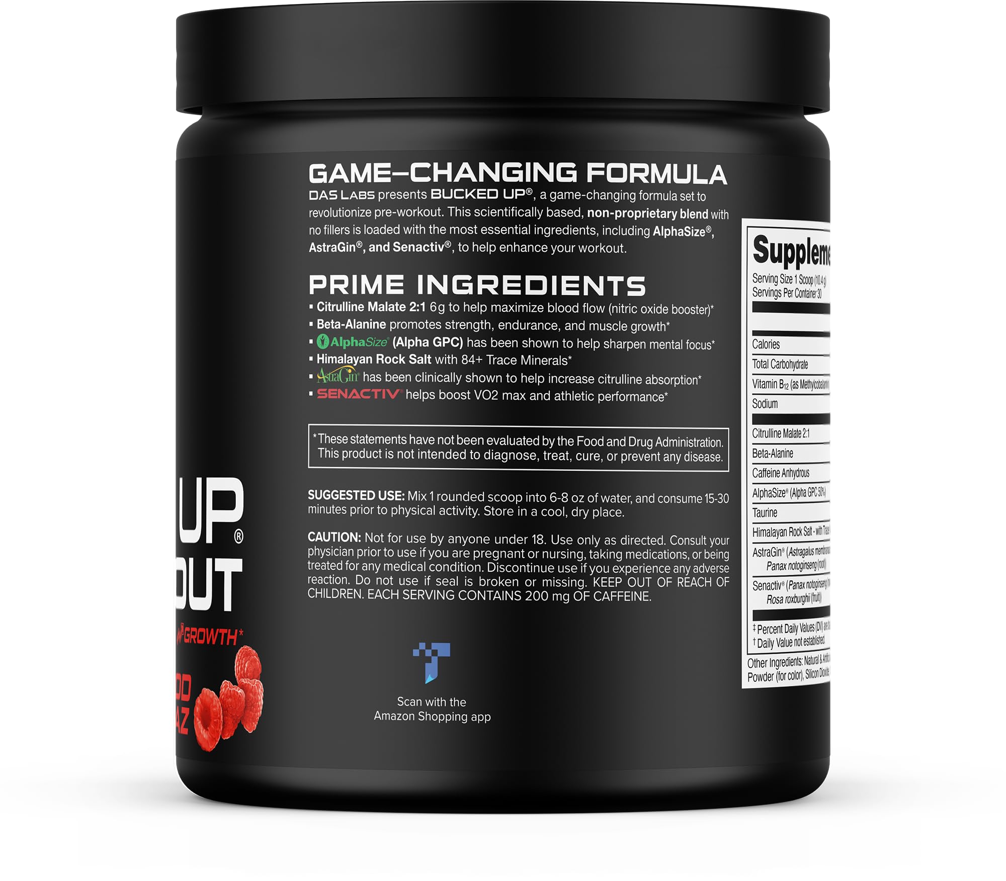 Bucked Up ingredientes patentados ActiGin y AstraGin destacados para rendimiento
