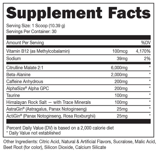 Bucked Up polvo rojo textura fina, mezcla que facilita disolución rápida