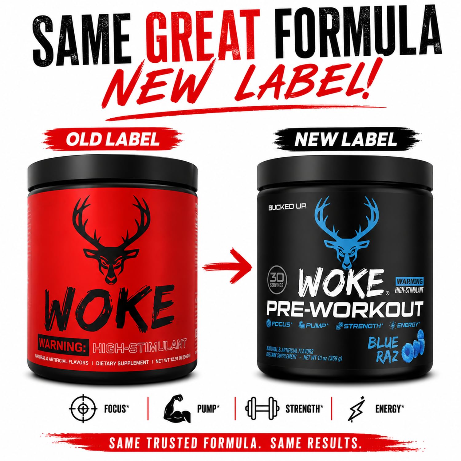 Bucked Up Woke en shaker preparado para entrenamiento con energía inmediata