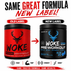 Bucked Up Woke en shaker preparado para entrenamiento con energía inmediata