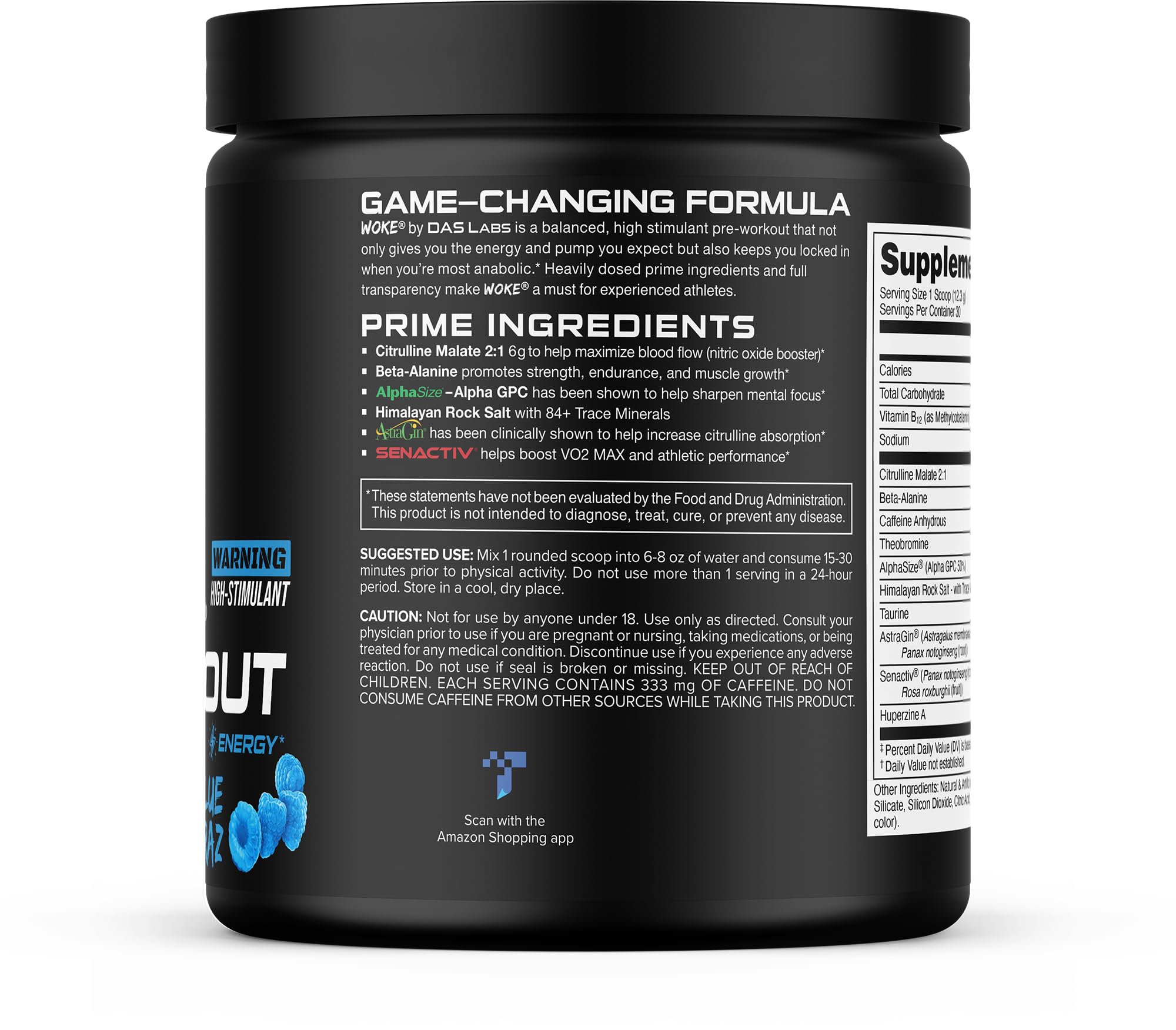 Bucked Up Woke etiqueta con información de ingredientes y beneficios claros