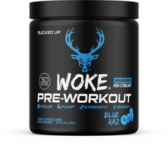 Bucked Up Woke frontal del envase mostrando diseño y porciones
