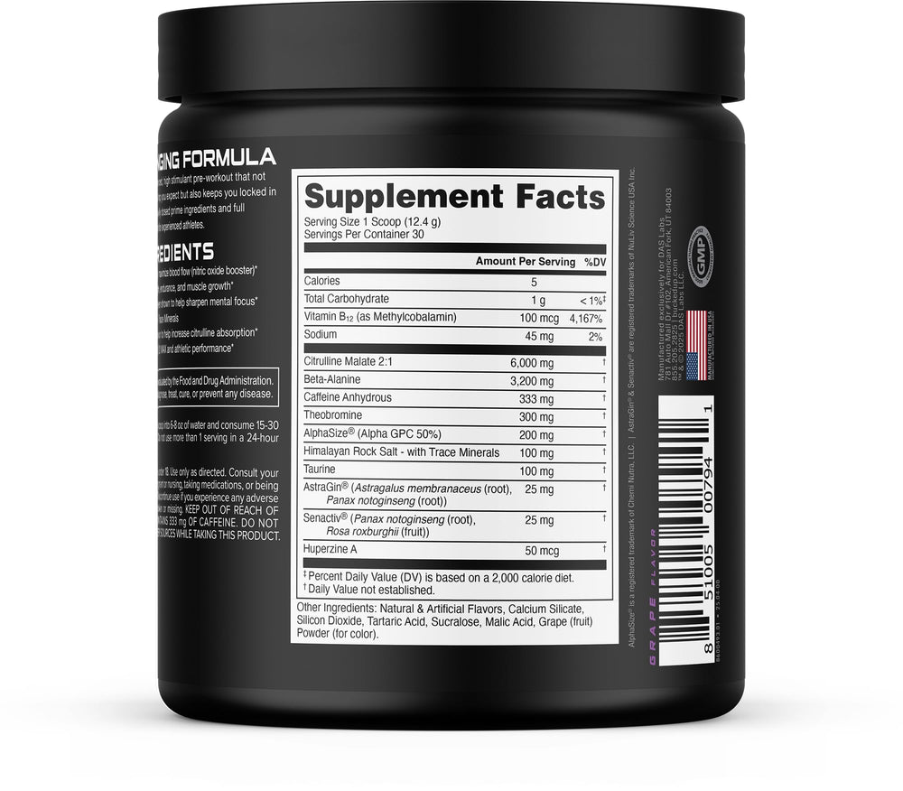 Bucked Up etiqueta con lista de ingredientes, transparencia y beneficios claros