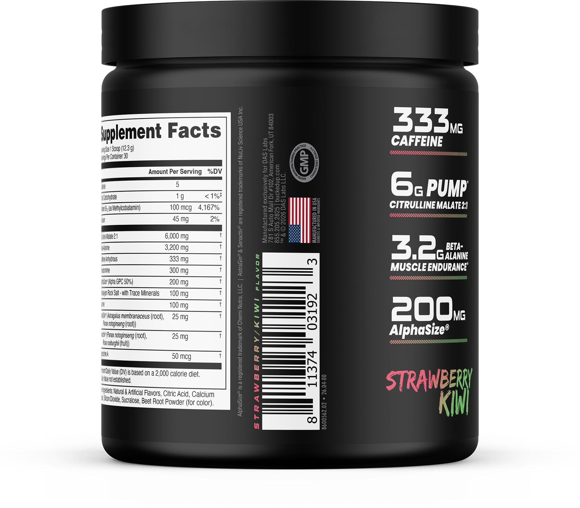 Bucked Up detalle del sabor Fresa Kiwi enfatizando sabor agradable