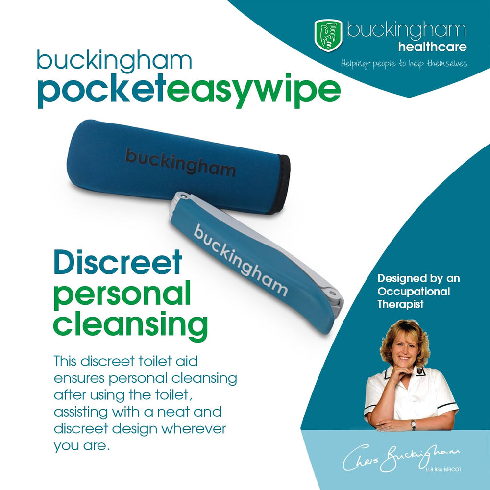 Buckingham Pocket Easywipe desplegado hasta 38 cm para mayor alcance y comodidad