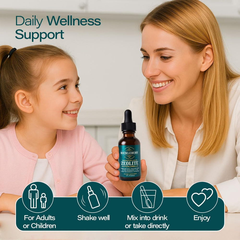 BUCKLEBURY etiqueta con información nutricional y dosis clara