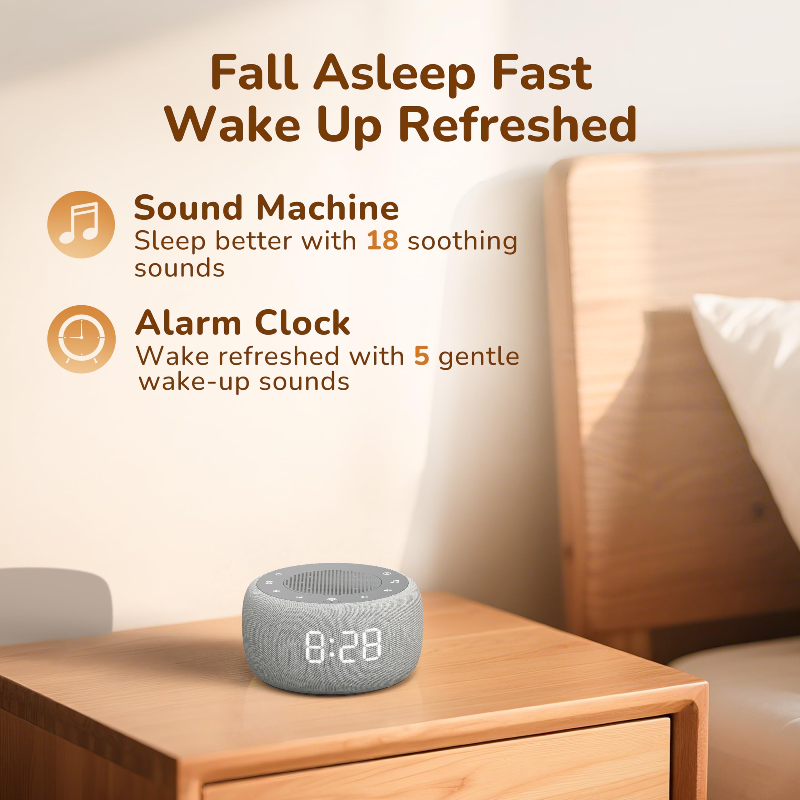 BUFFBEE detalle de botones para ajustar sonido y alarma con uso sencillo