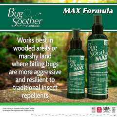 Bug Soother MAX envase 8 oz junto a objeto para escala clara
