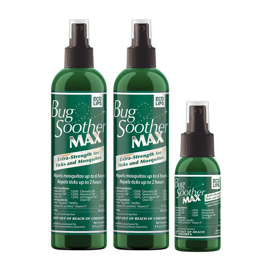 Bug Soother MAX frontal mostrando envase y beneficios naturales