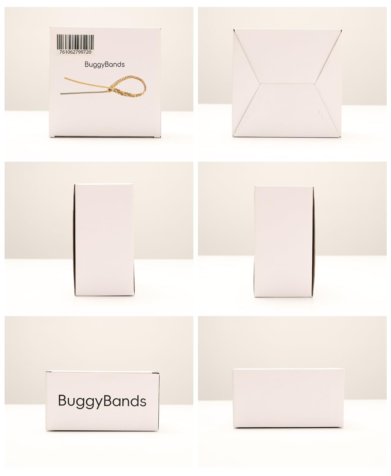 BuggyBands pulsera junto a mano para comparar tamaño y ajuste práctico