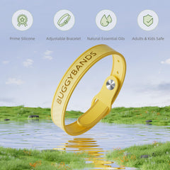 Etiqueta BuggyBands con lista de aceites naturales que informa ingredientes seguros