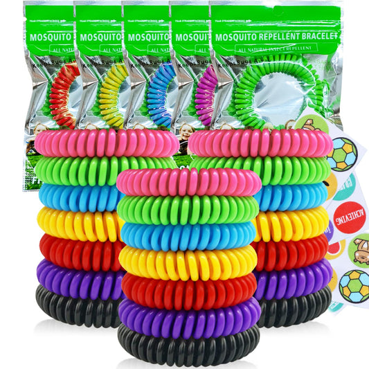 BuggyBands paquete frontal mostrando 21 pulseras, protección portátil