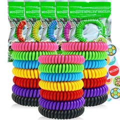 BuggyBands paquete frontal mostrando 21 pulseras, protección portátil