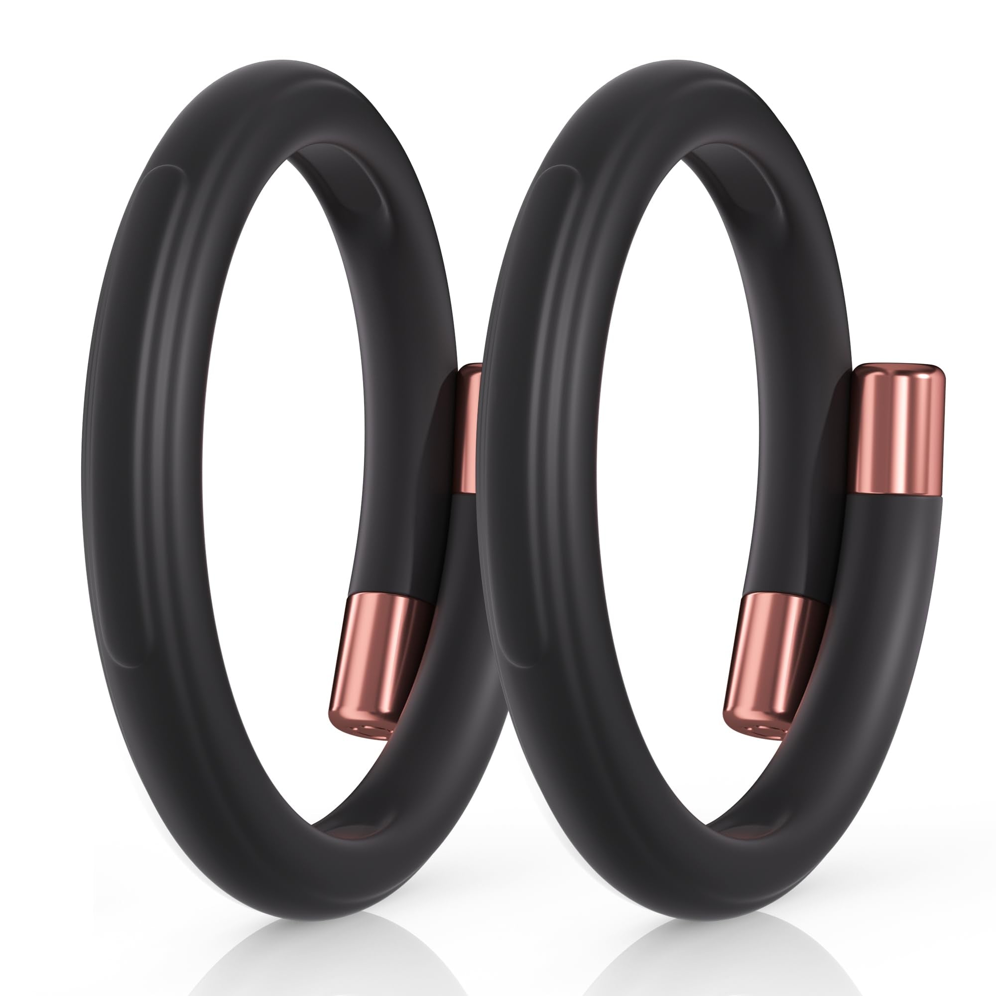 BuggyBands paquete frontal mostrando dos pulseras negras y cápsulas, protege en exteriores