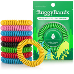 BuggyBands pulsera paquete frontal mostrando cantidad y embalaje, comodidad inmediata