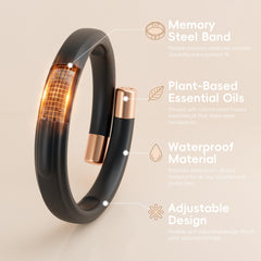 BuggyBands close-up de gota de agua sobre la pulsera demostrando impermeabilidad