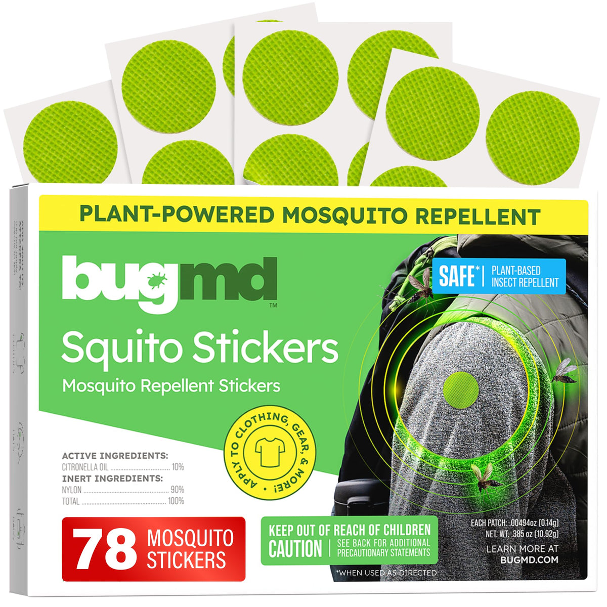 BugMD empaquetado frontal mostrando parches y facilidad de uso