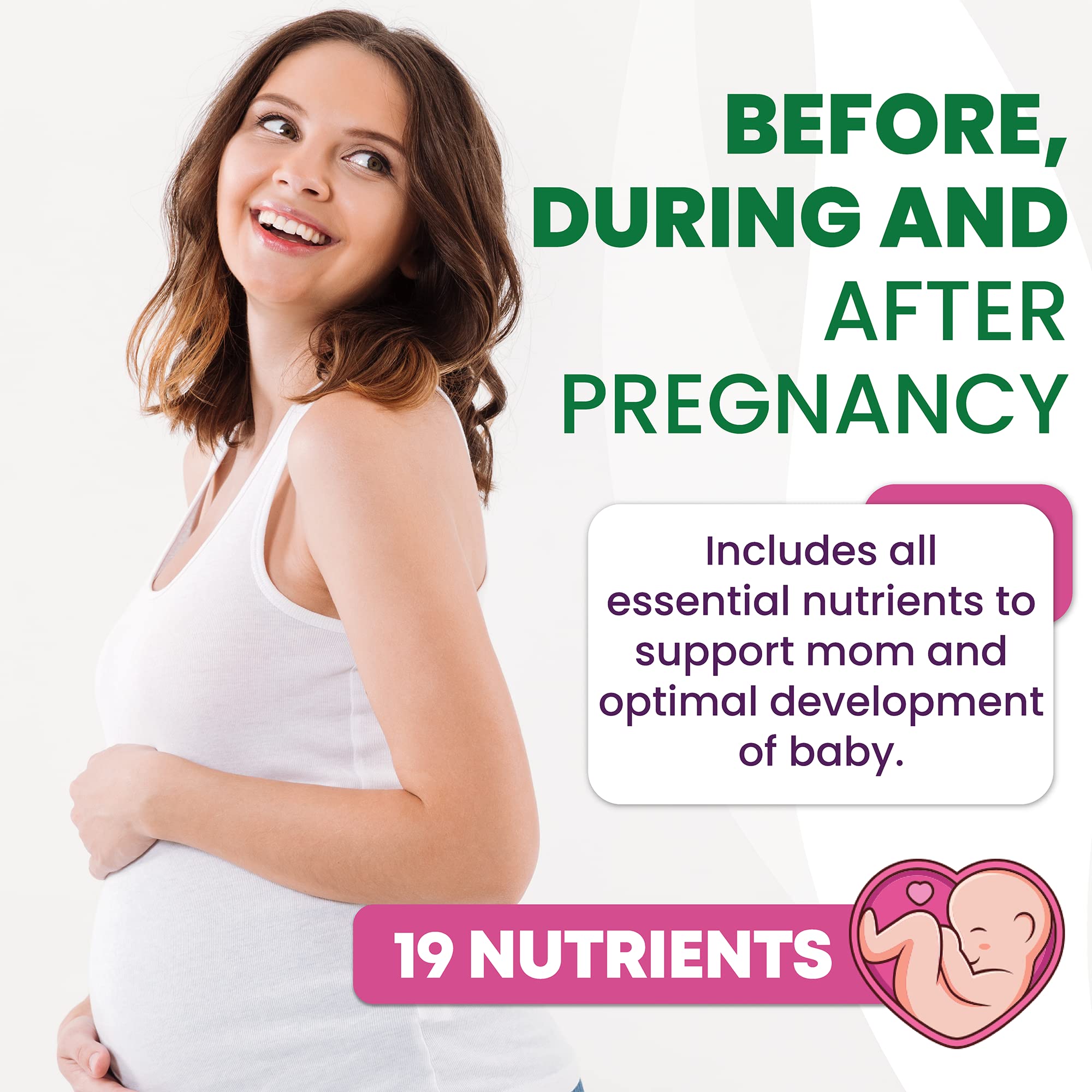 Built by Nature caja abierta con 60 cápsulas para cuidado prenatal diario