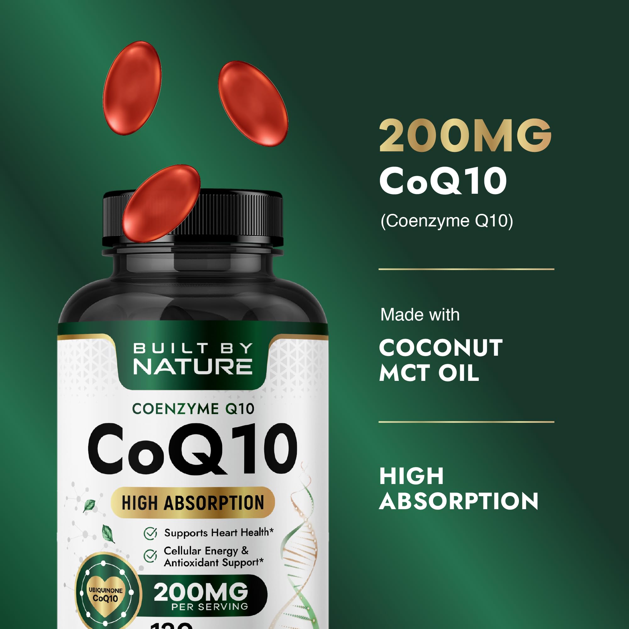 Built by Nature aceite MCT de coco representado para mejor biodisponibilidad